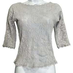 Bebe‎ Womens Lace Metallic Knit Top Y2K Size L Romantic Coquette Fairy Celestial